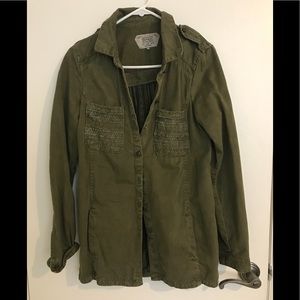 Army green button up jacket
